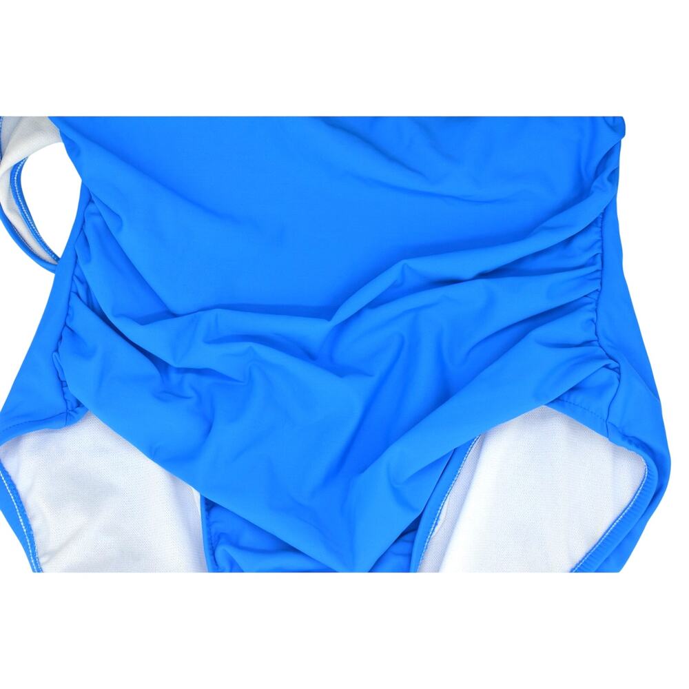 Swim Solutions Women's Tummy-Control Plunge One-Piece Swimsuit In Copen Blue - Picture 4 of 6